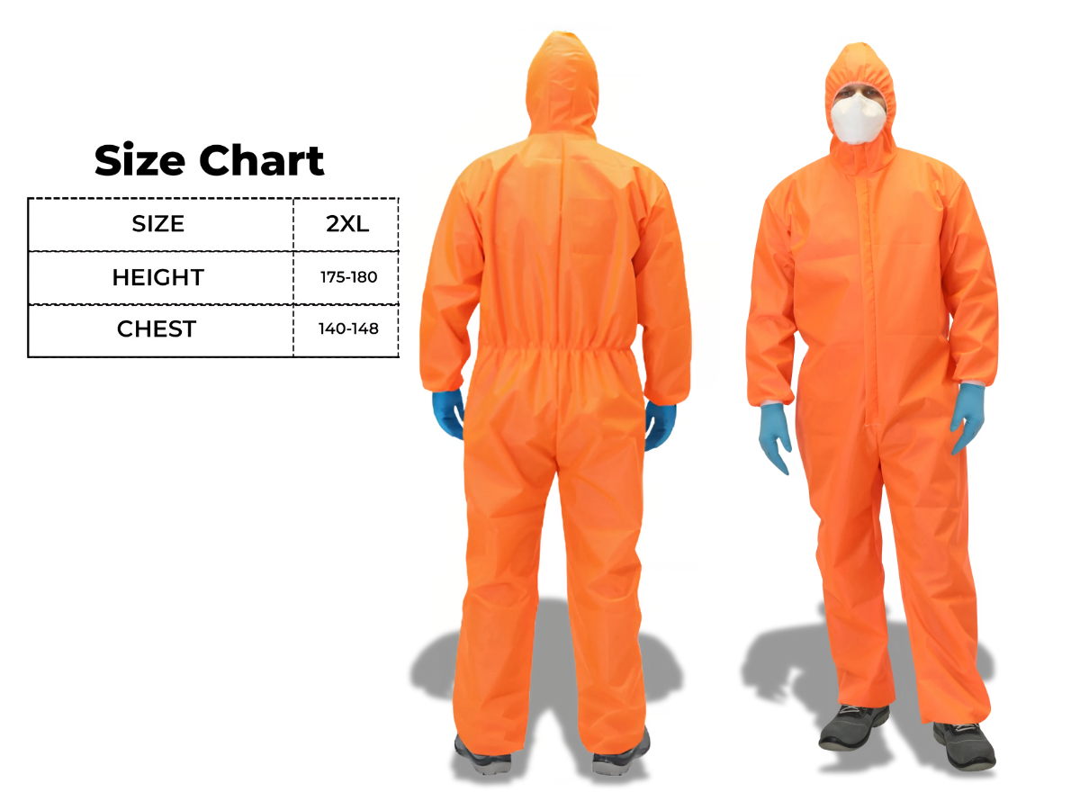 ORANGE - Disposable SMS Coverall - Size: 2XL - 60 GSM