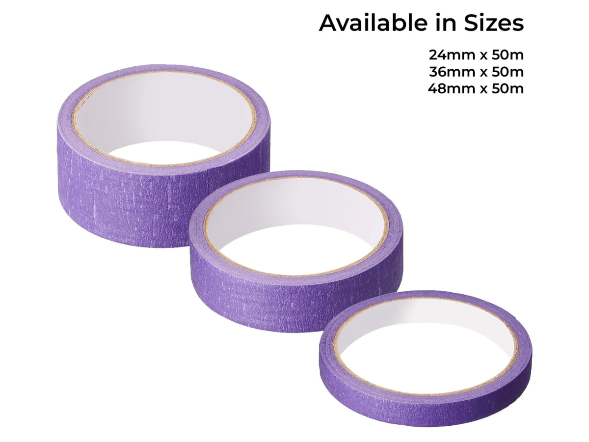 Purple Washi Acrylic Adhesive Paper Masking Tape 50m Roll - 3 Sizes
