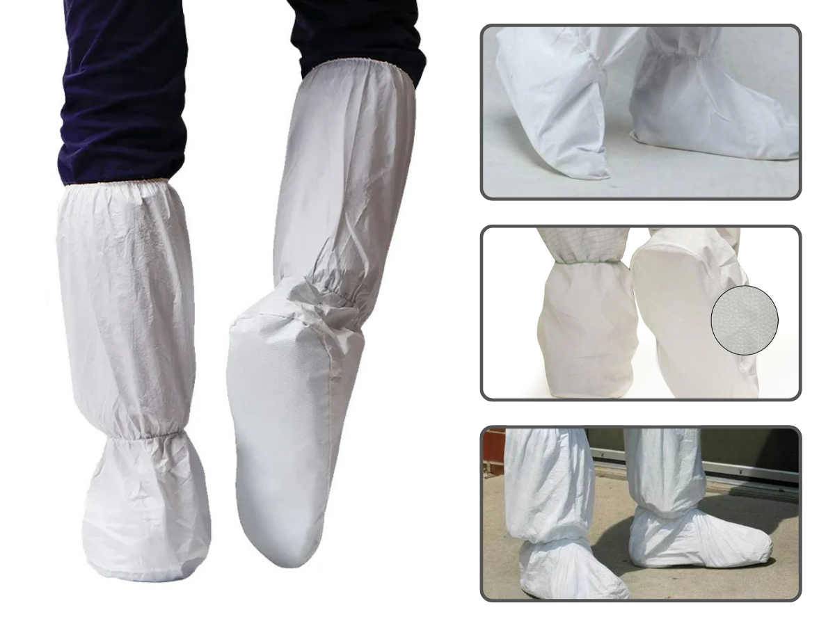 SMS Disposable Boot Cover with PVC Sole-White, Set of 10 Pair