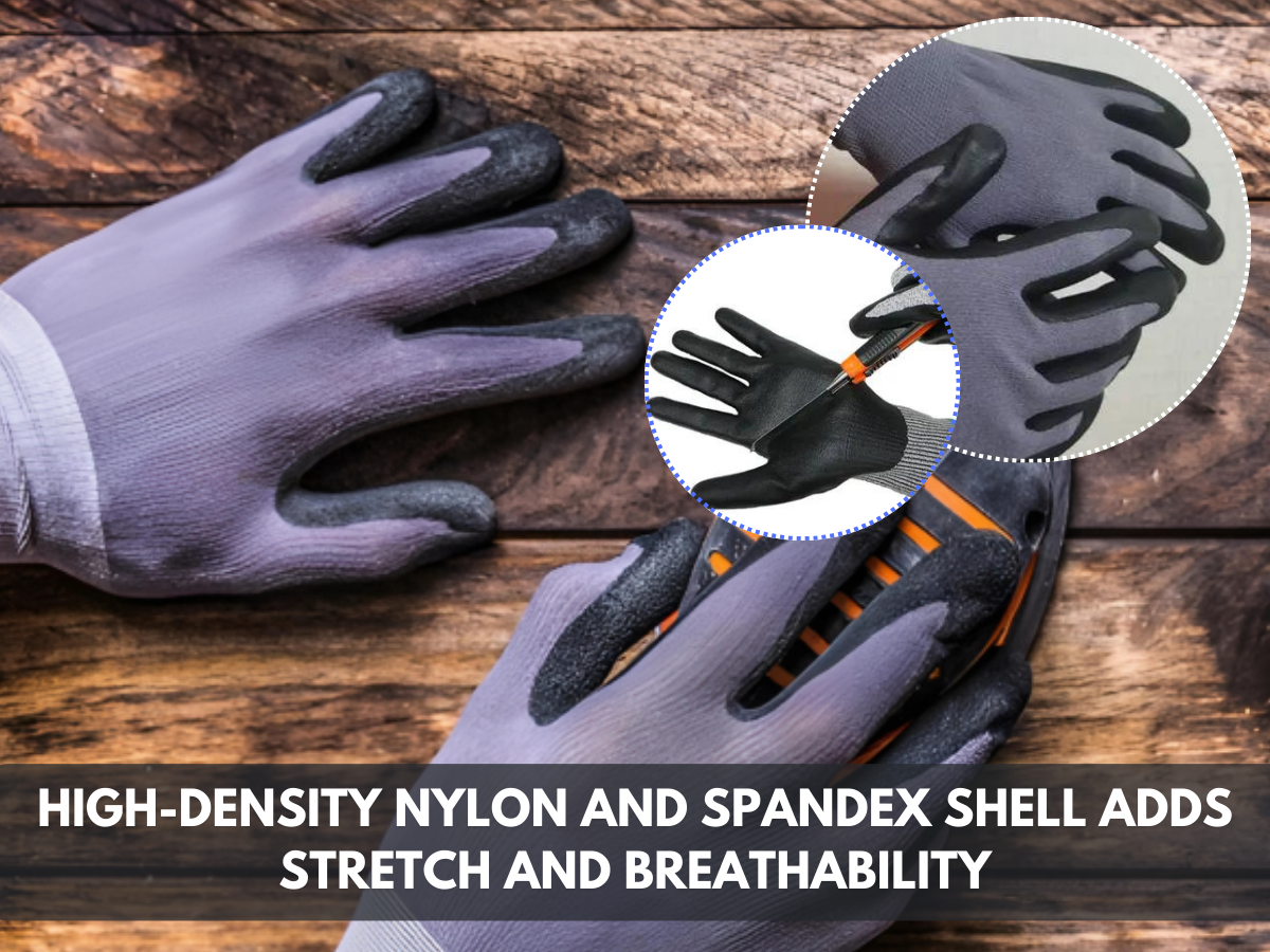 Nylon Mix Spandex Palm Foam Nitrile Coated Gloves-Set of 10 Pair
