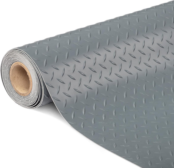 Diamond PVC Flooring Mat - Grey - 1.5m x 10m