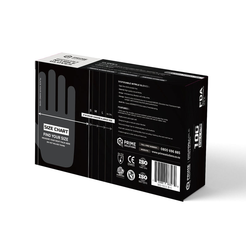 Black Disposable Nitrile Gloves - 3.2 - 5.0 GSM- Set of 50 Pairs