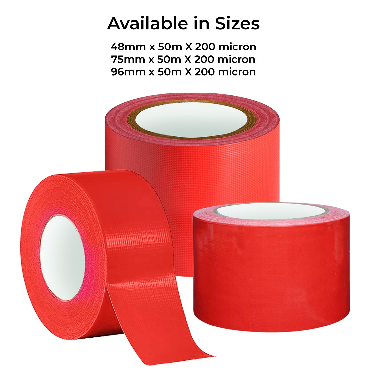 Red Fabric Repair Cloth Duct Tape 50M X 200 Micron - 3 Sizes