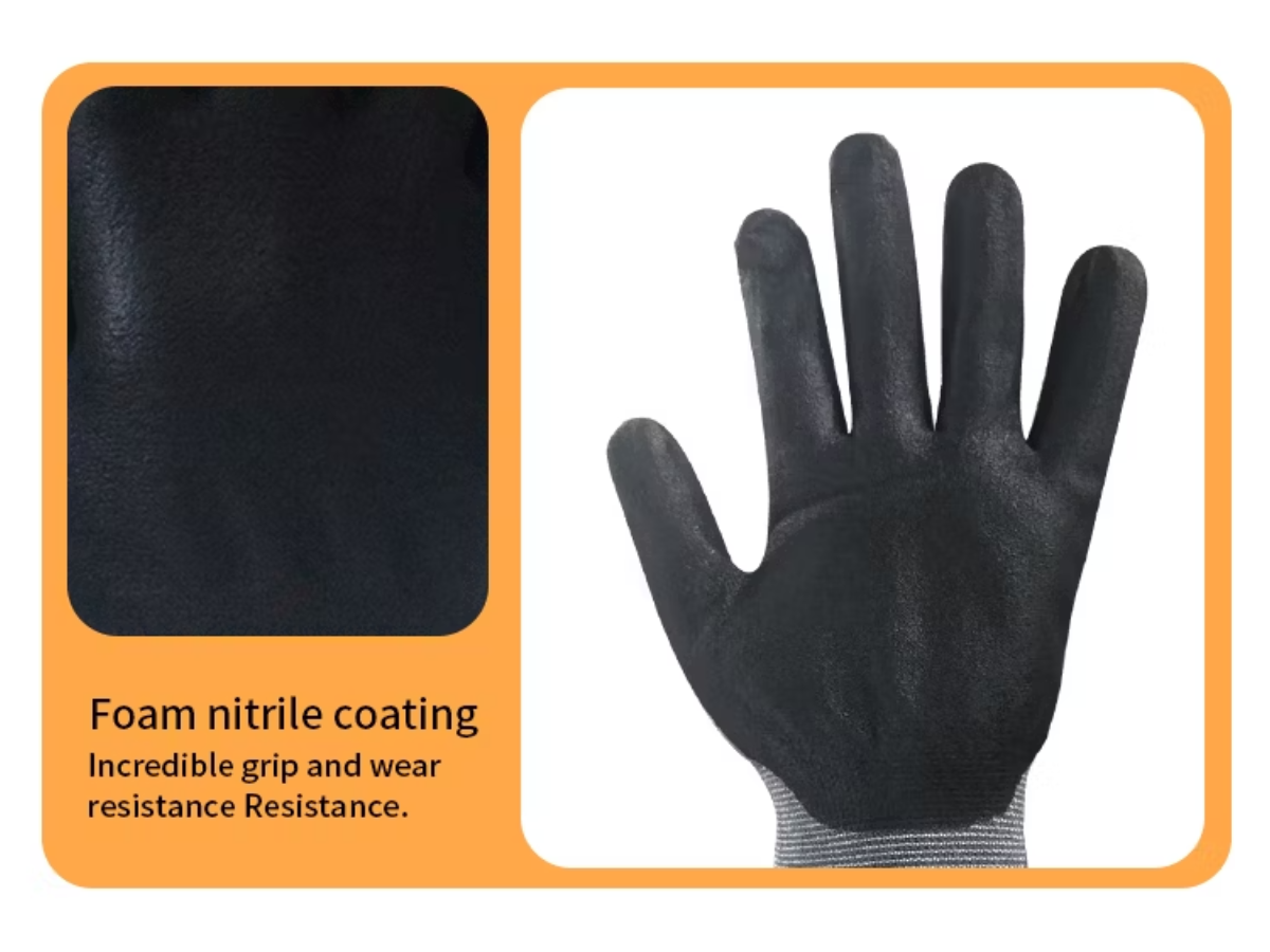 Nylon Mix Spandex Palm Foam Nitrile Coated Gloves-Set of 10 Pair