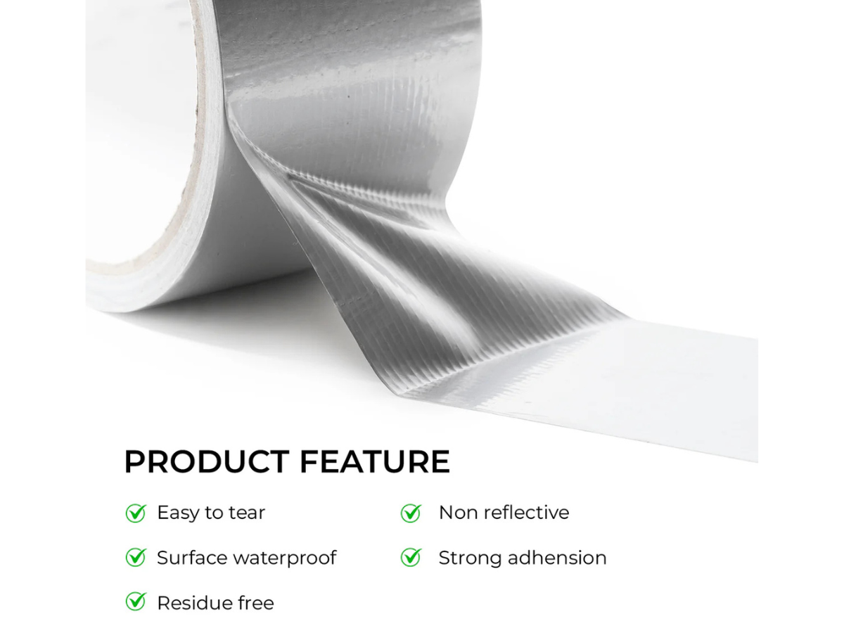 Silver Fabric Repair Cloth Duct Tape 50M X 200 Micron - 3 Sizes