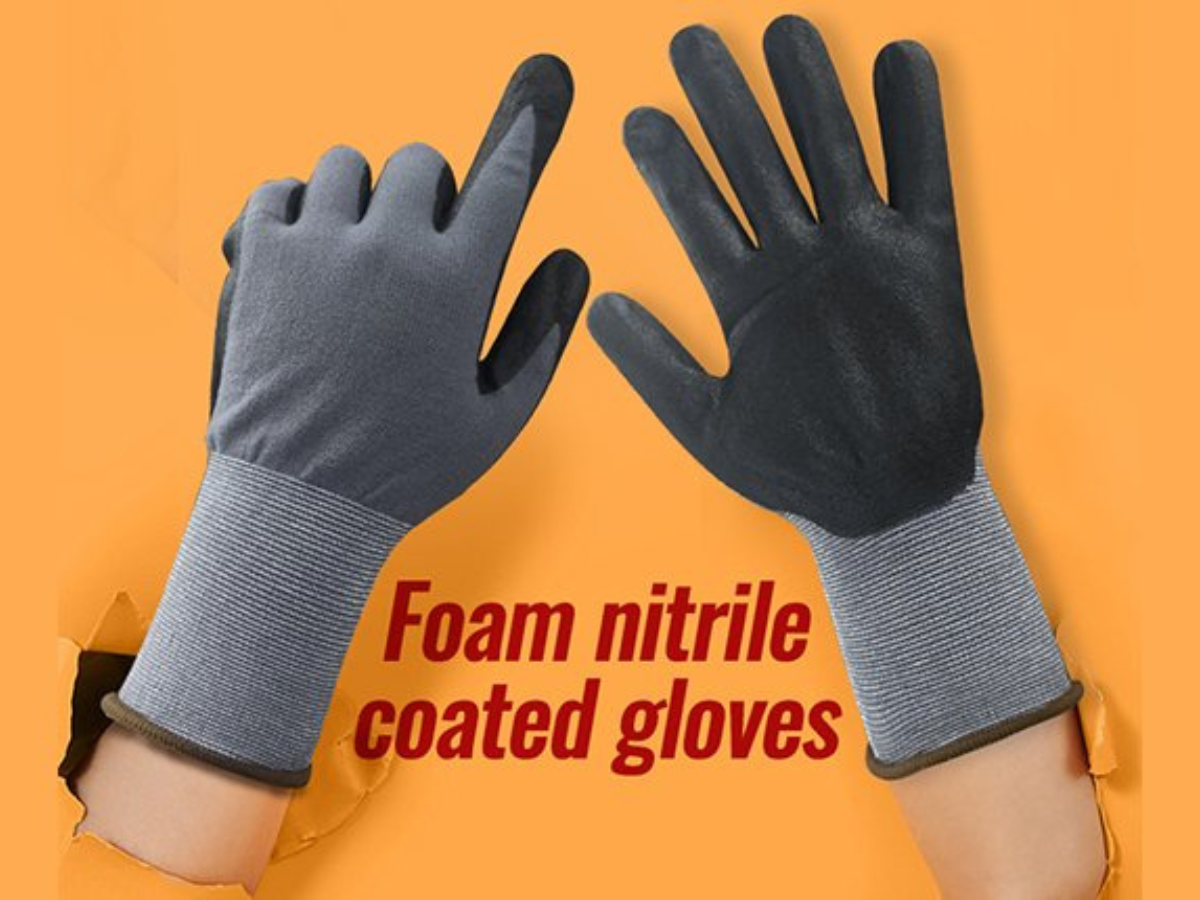 Nylon Mix Spandex Palm Foam Nitrile Coated Gloves-Set of 10 Pair