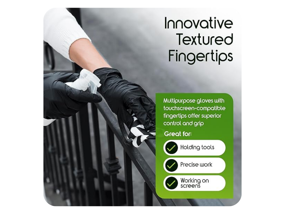 Black Disposable Nitrile Gloves - 3.2 - 5.0 GSM- Set of 50 Pairs