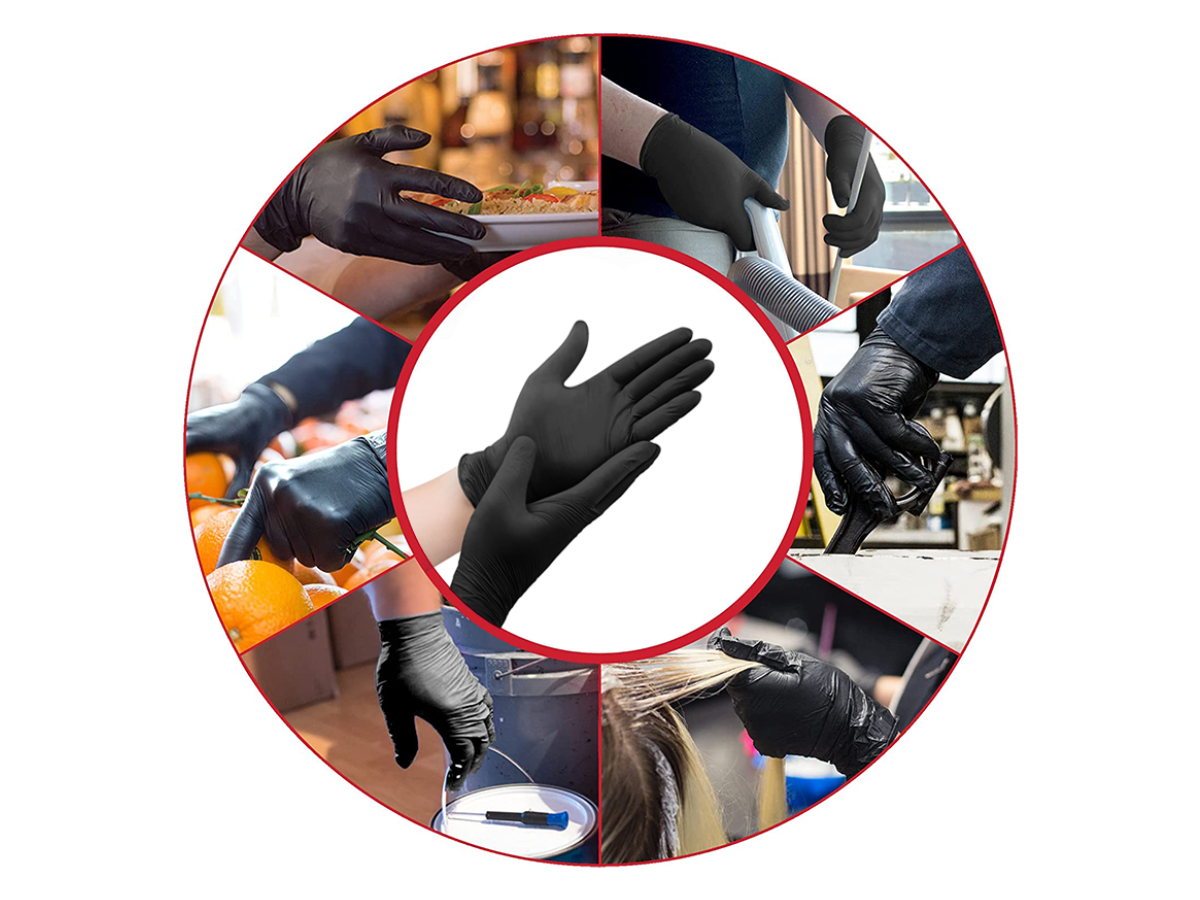 Black Disposable Nitrile Gloves - 3.2 - 5.0 GSM- Set of 50 Pairs