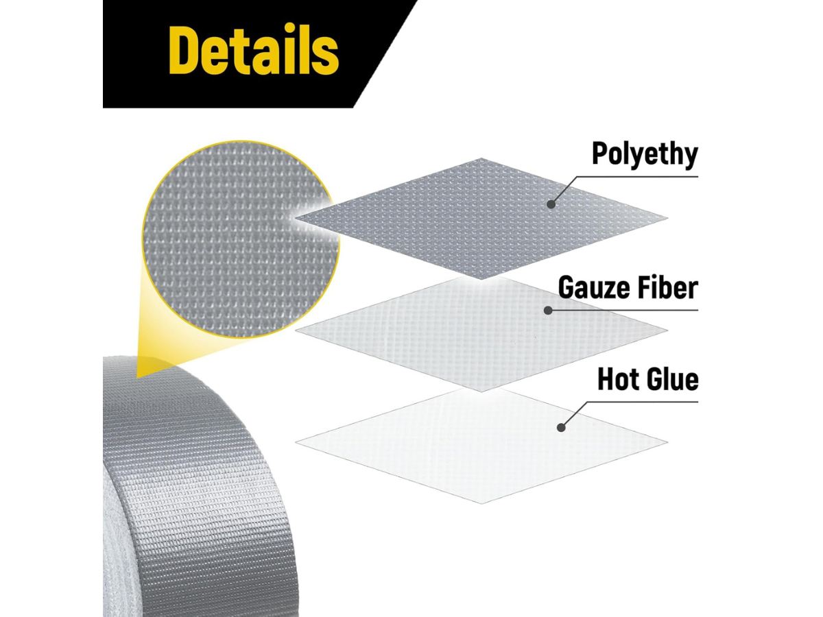 Silver Fabric Repair Cloth Duct Tape 50M X 200 Micron - 3 Sizes
