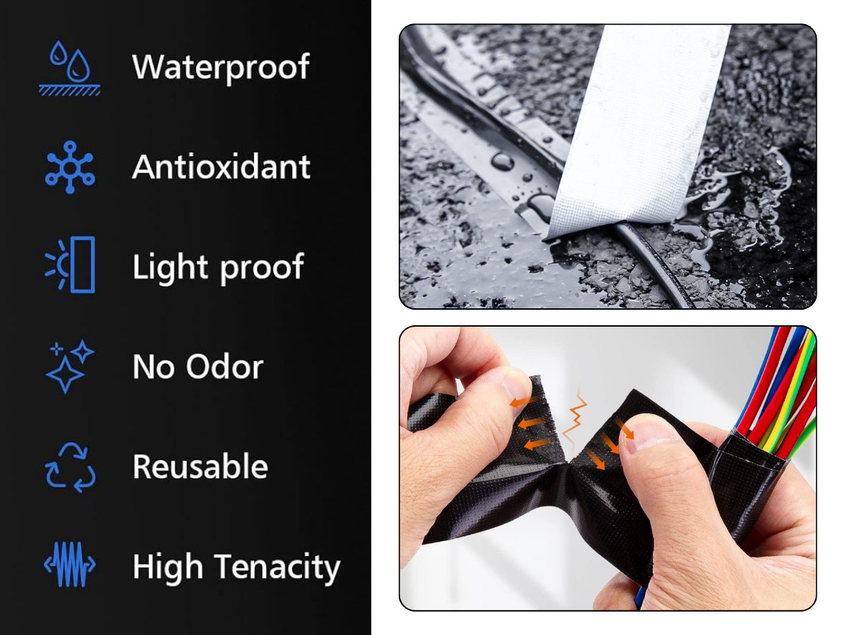 Black Fabric Repair Cloth Duct Tape 50M X 200 Micron - 3 Sizes