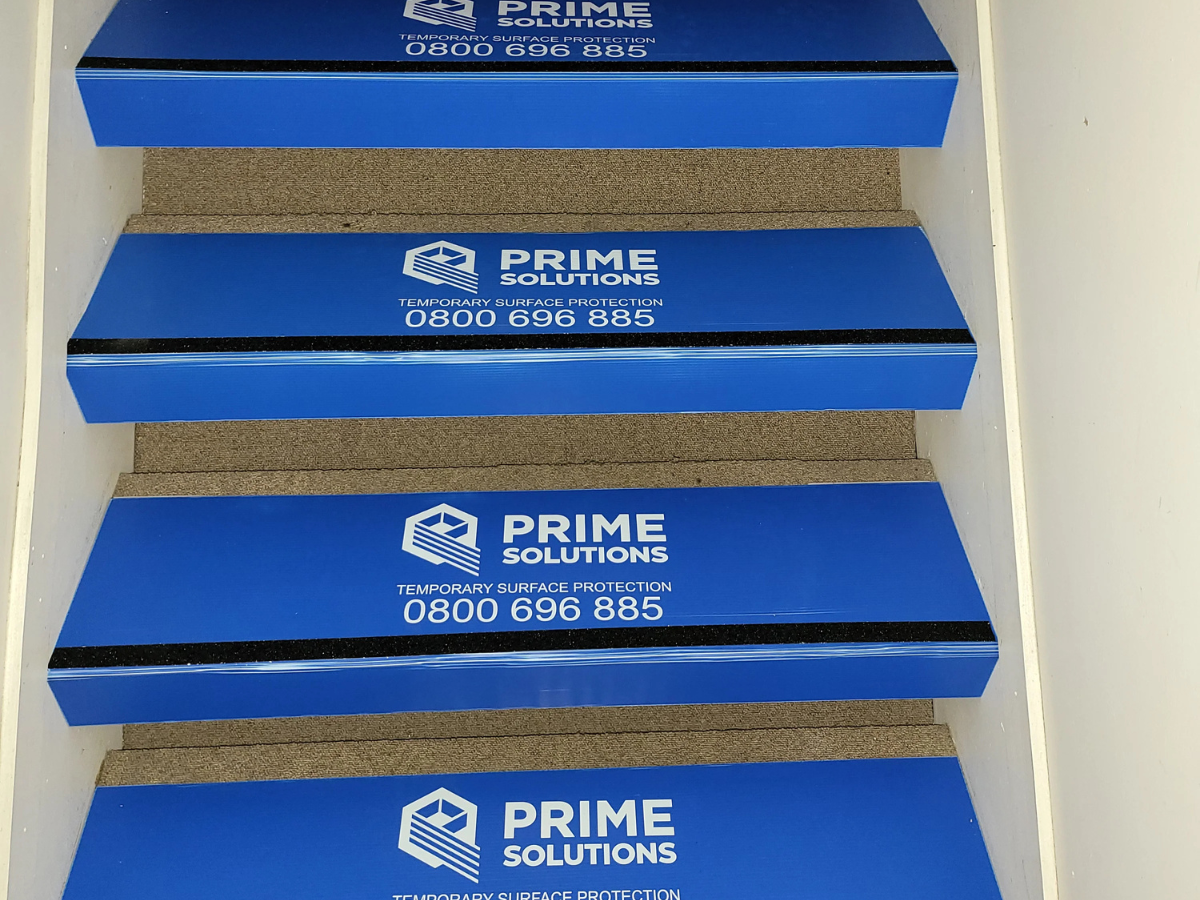 Temporary Riser Protection Prime Corflute Stair Tread & Riser Protection