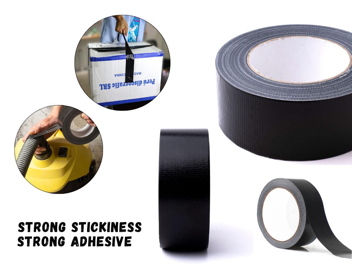 Black Fabric Repair Cloth Duct Tape 50M X 200 Micron - 3 Sizes