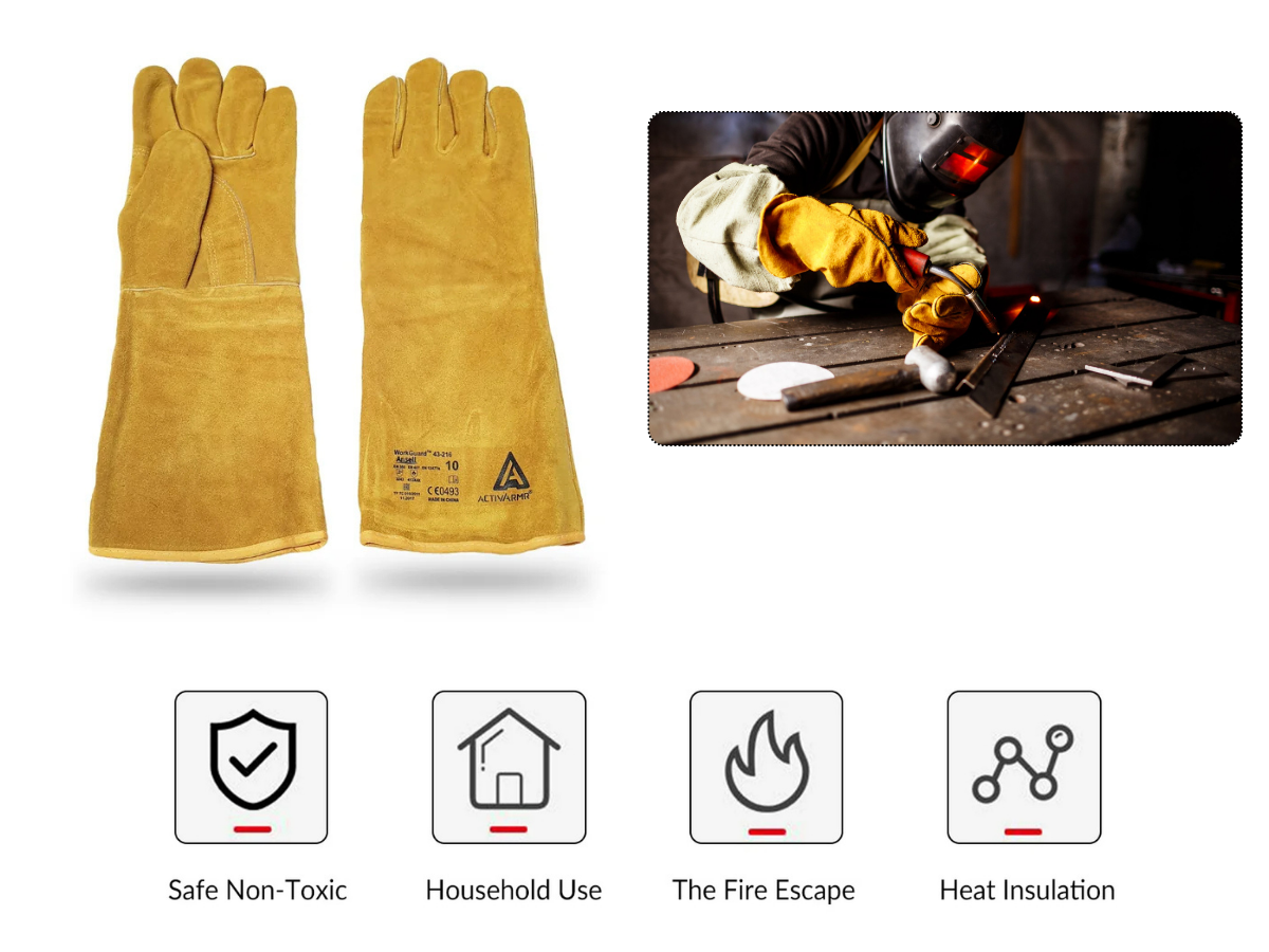 Premium Leather Welding Gloves – Heavy-Duty Heat Protection for Industrial Use