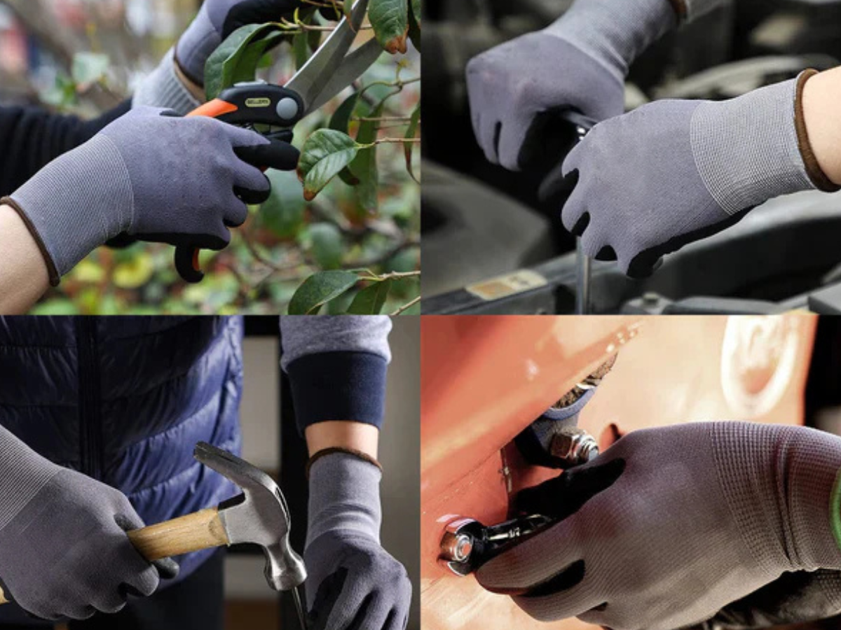 Nylon Mix Spandex Palm Foam Nitrile Coated Gloves-Set of 10 Pair