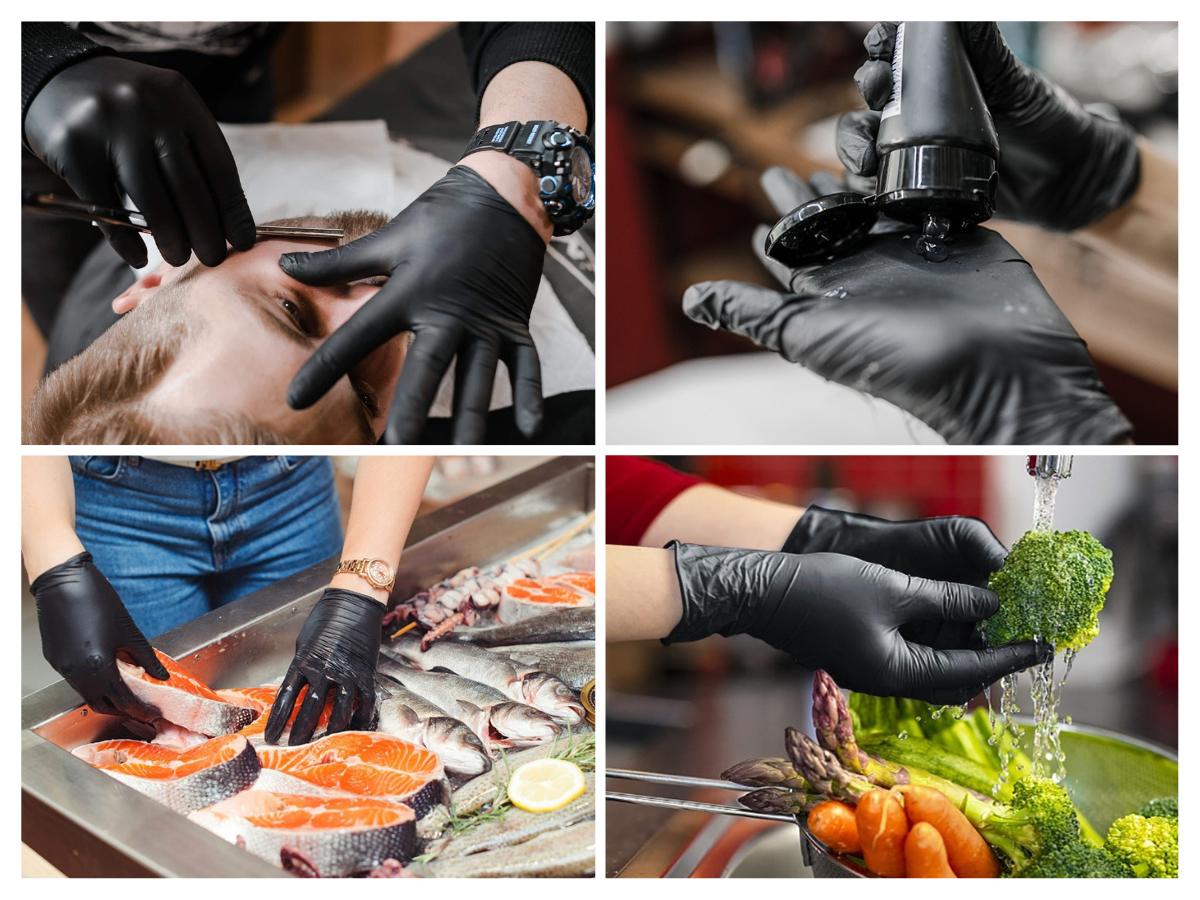 Black Disposable Nitrile Gloves - 3.2 - 5.0 GSM- Set of 50 Pairs