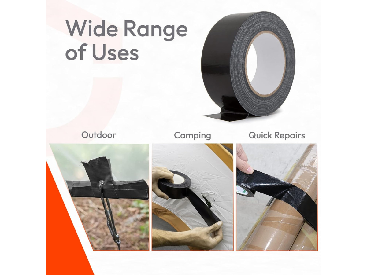 Black Fabric Repair Cloth Duct Tape 50M X 200 Micron - 3 Sizes