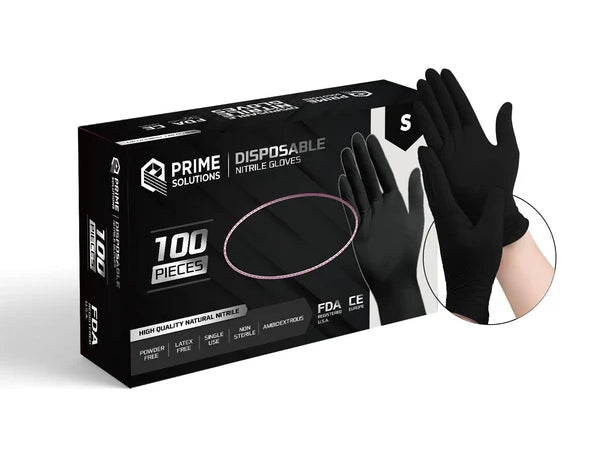 Black Disposable Nitrile Gloves - 3.2 - 5.0 GSM- Set of 50 Pairs