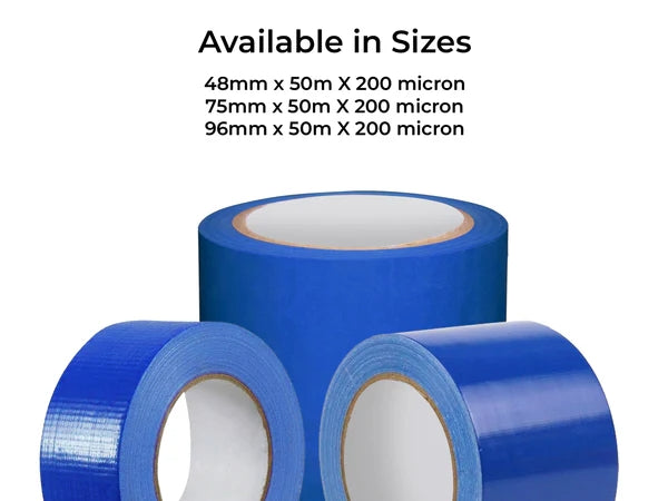 Blue Fabric Repair Cloth Duct Tape 50M X 200 Micron - 3 Sizes