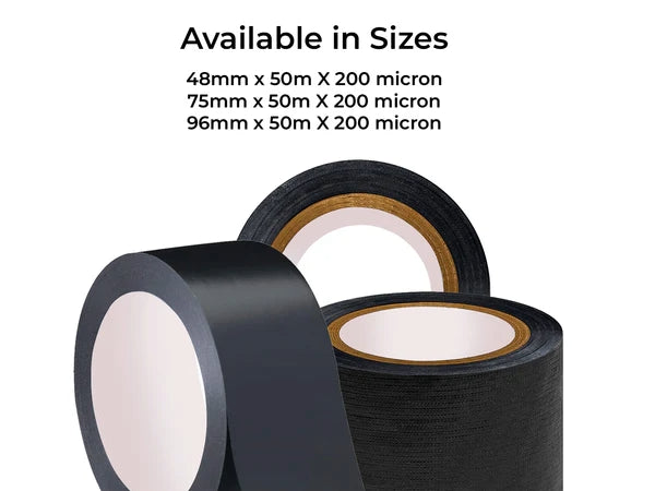 Black Fabric Repair Cloth Duct Tape 50M X 200 Micron - 3 Sizes