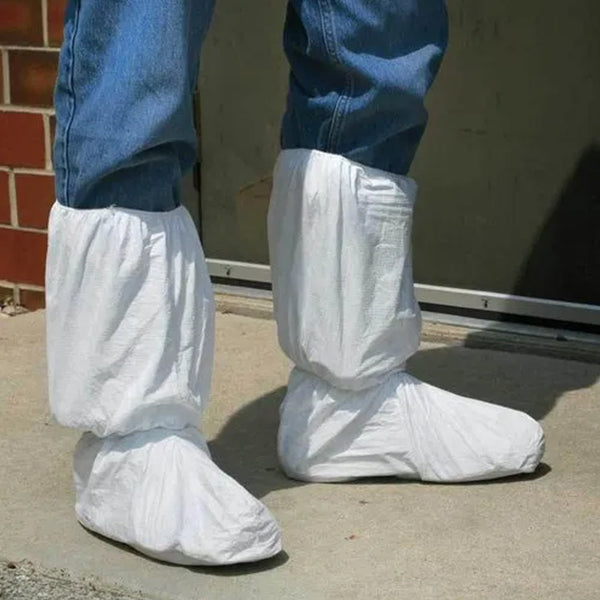SMS Disposable Boot Cover with PVC Sole-White, Set of 10 Pair